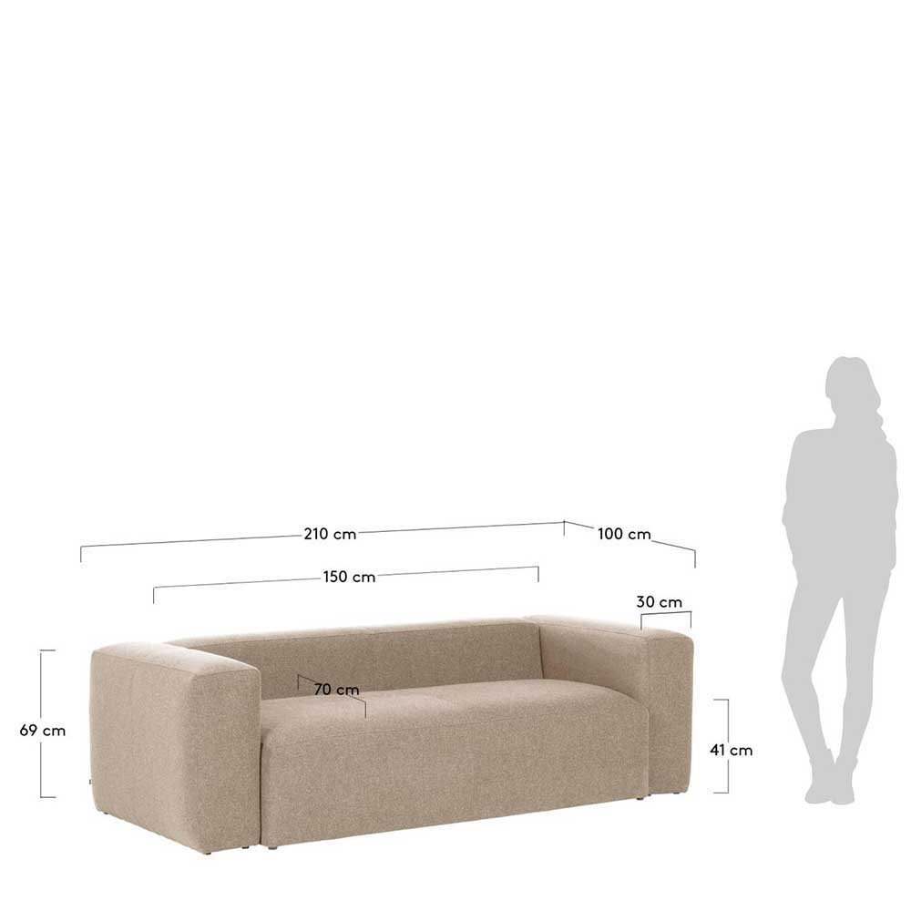 Chenille Wohnzimmersofa in Beige - Crenada