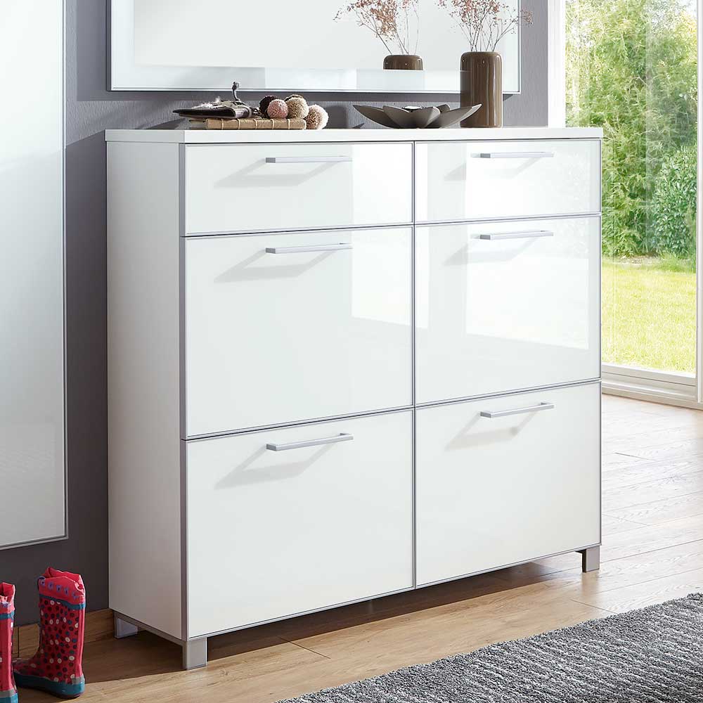 Flurmöbel Set Zoricano in Weiß Glas beschichtet (dreiteilig)