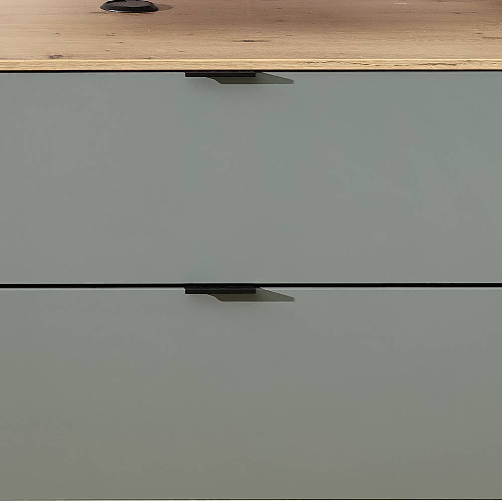 TV Lowboard in Graugrün und Wildeiche Natur - Halimi