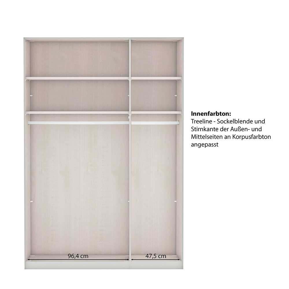 3-türiger Schlafzimmerschrank in Weiß mit Spiegel - Flinn