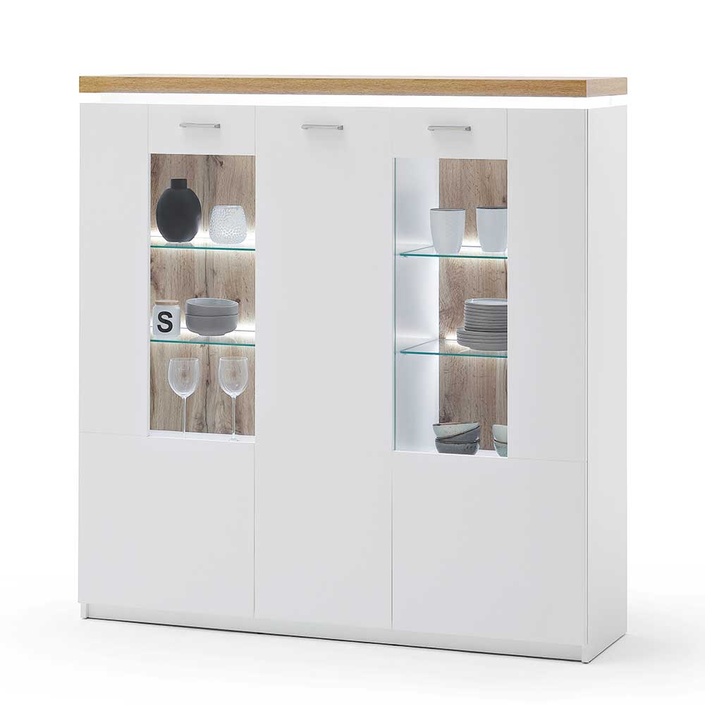 3-türiges Highboard Vitrine beleuchtet LED - Caldri