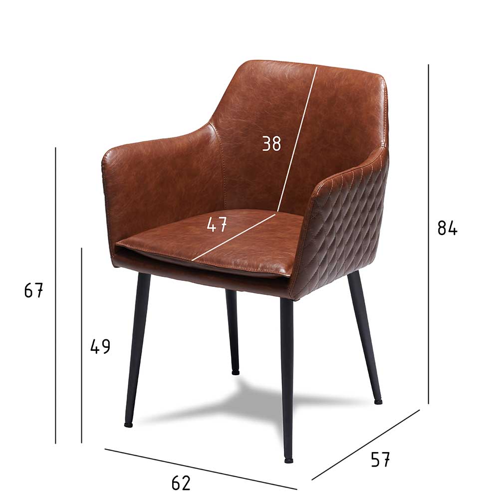 Brauner Tischsessel mit 49 cm Sitzhöhe - Lapel (2er Set)