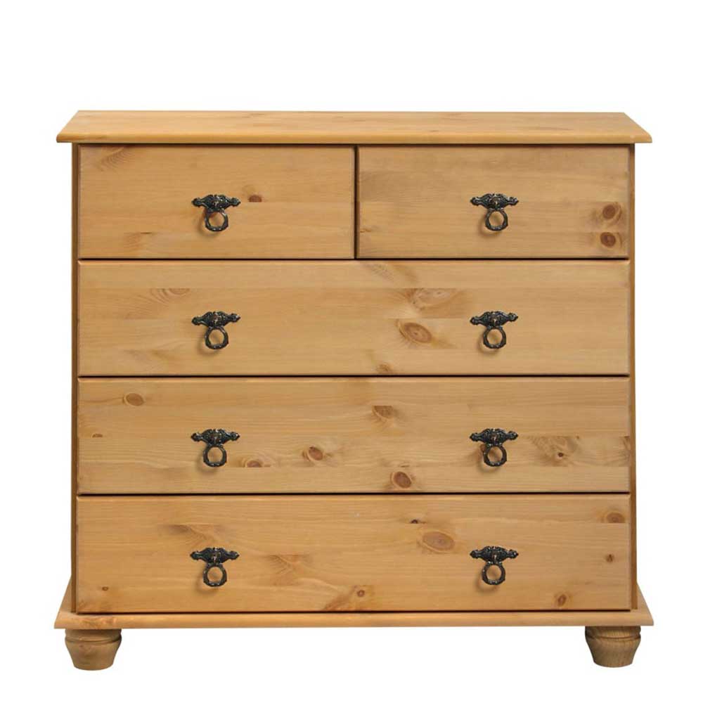 82x78x30 Holzkommode mit fünf Schubladen - Lugsca