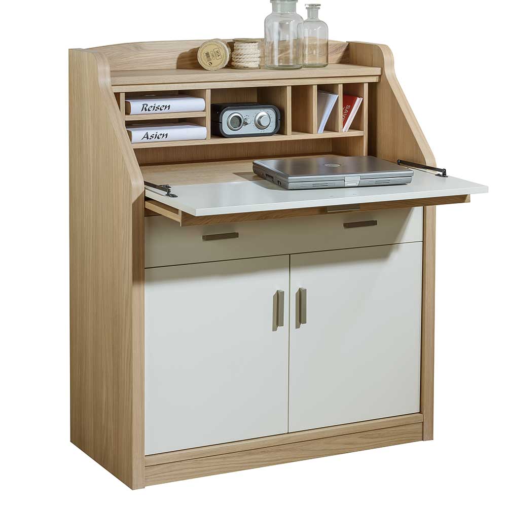 Moderner Sekretär in Creme & Eiche Bianco - Jamaica
