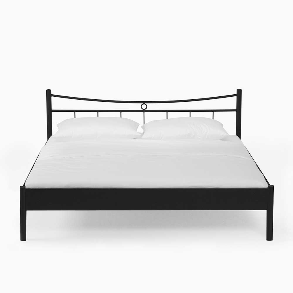 Schwarzes Einzelbett Bairika mit Nachttisch (zweiteilig)