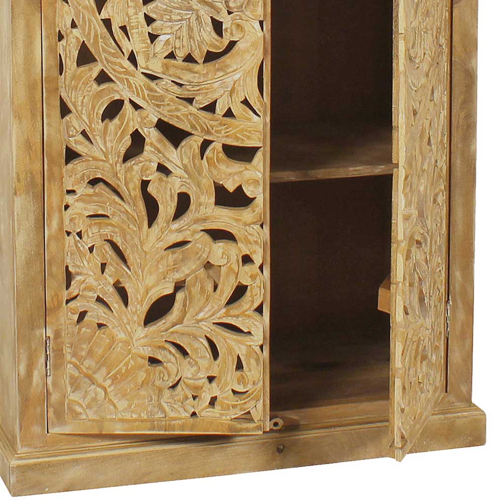 Dielenschrank in Sandfarben Mangoholz - Runiasa