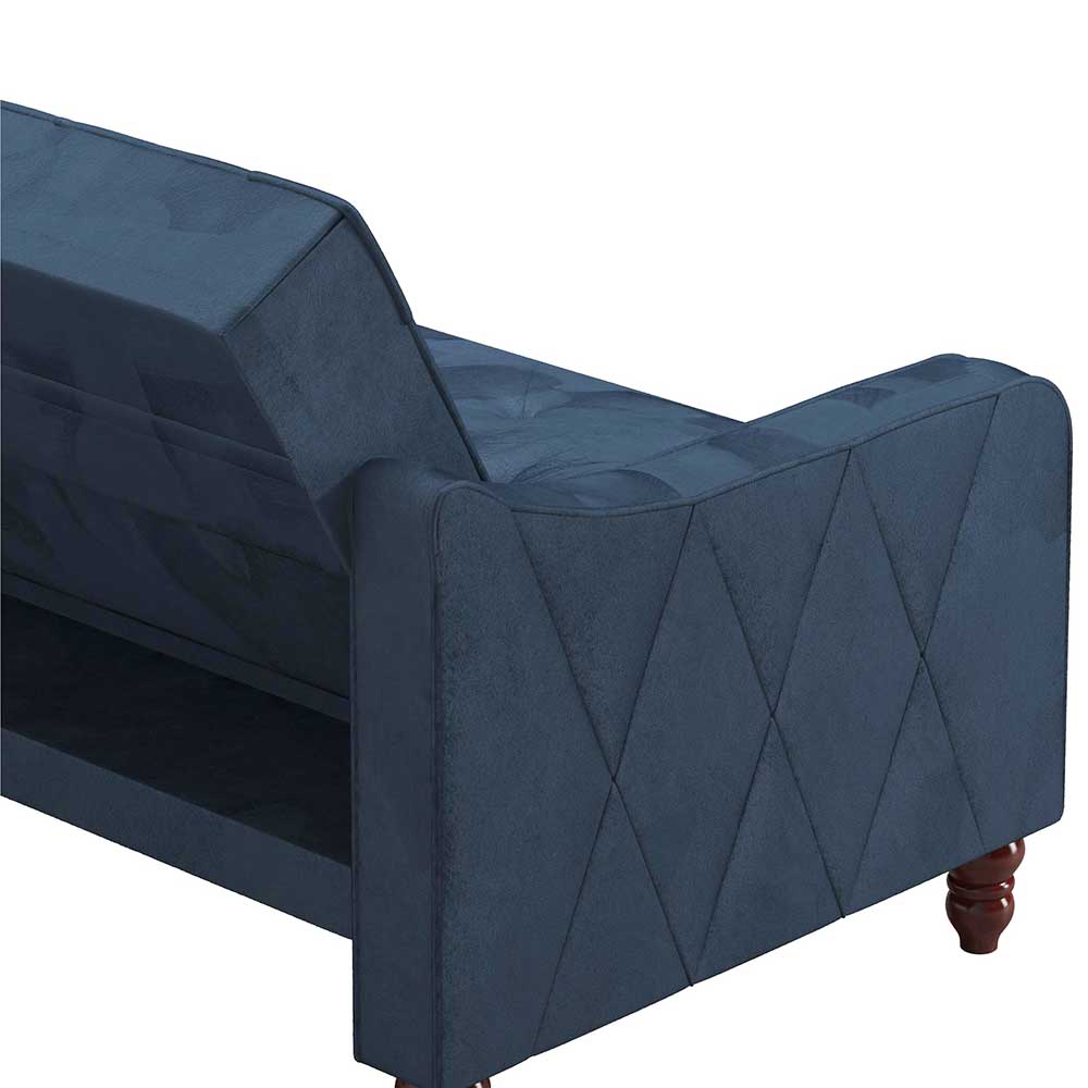 Retro Schlafsofa in Blau und Nussbaum Braun - Ziovarica