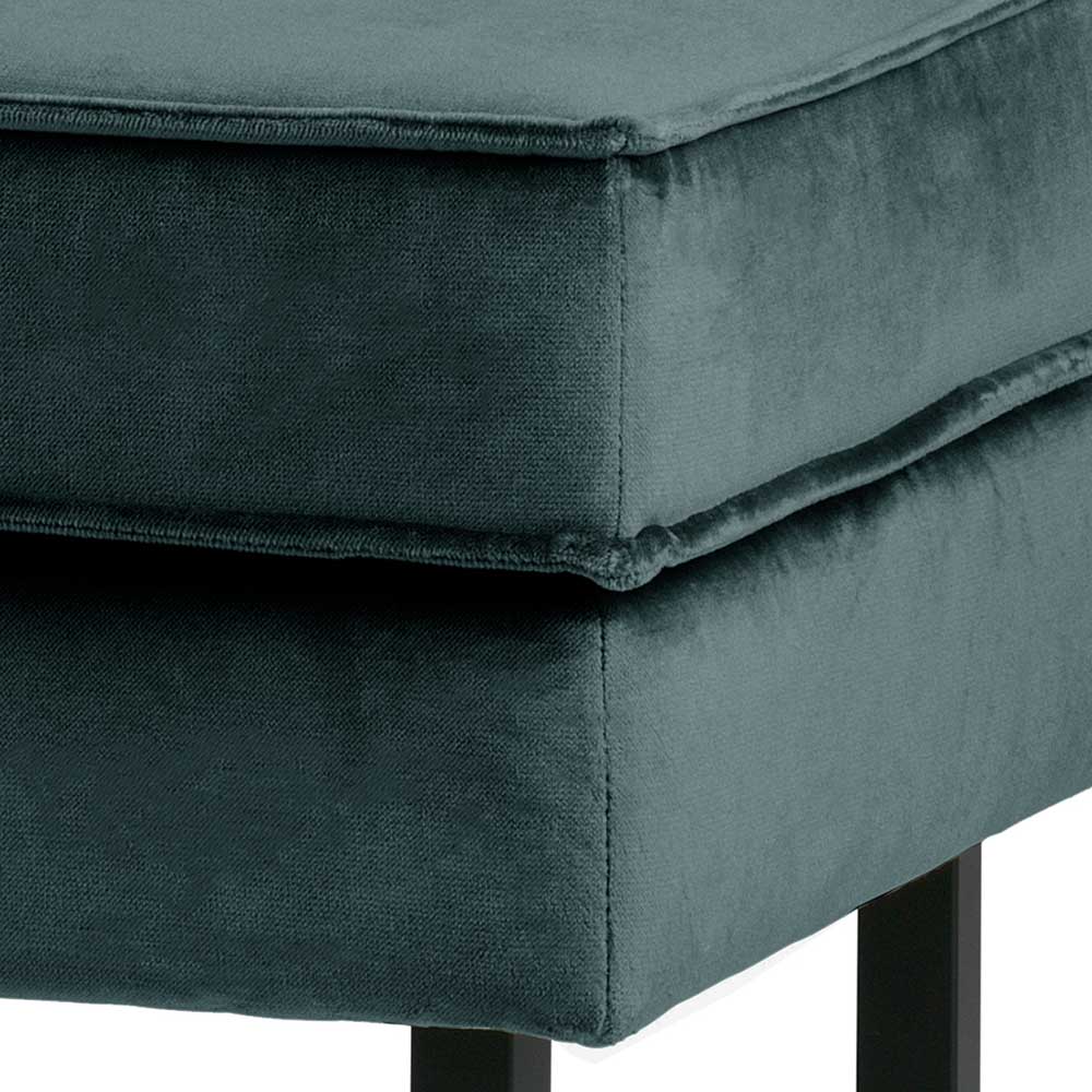 Samt Retro Polsterhocker in Blau - Fledos