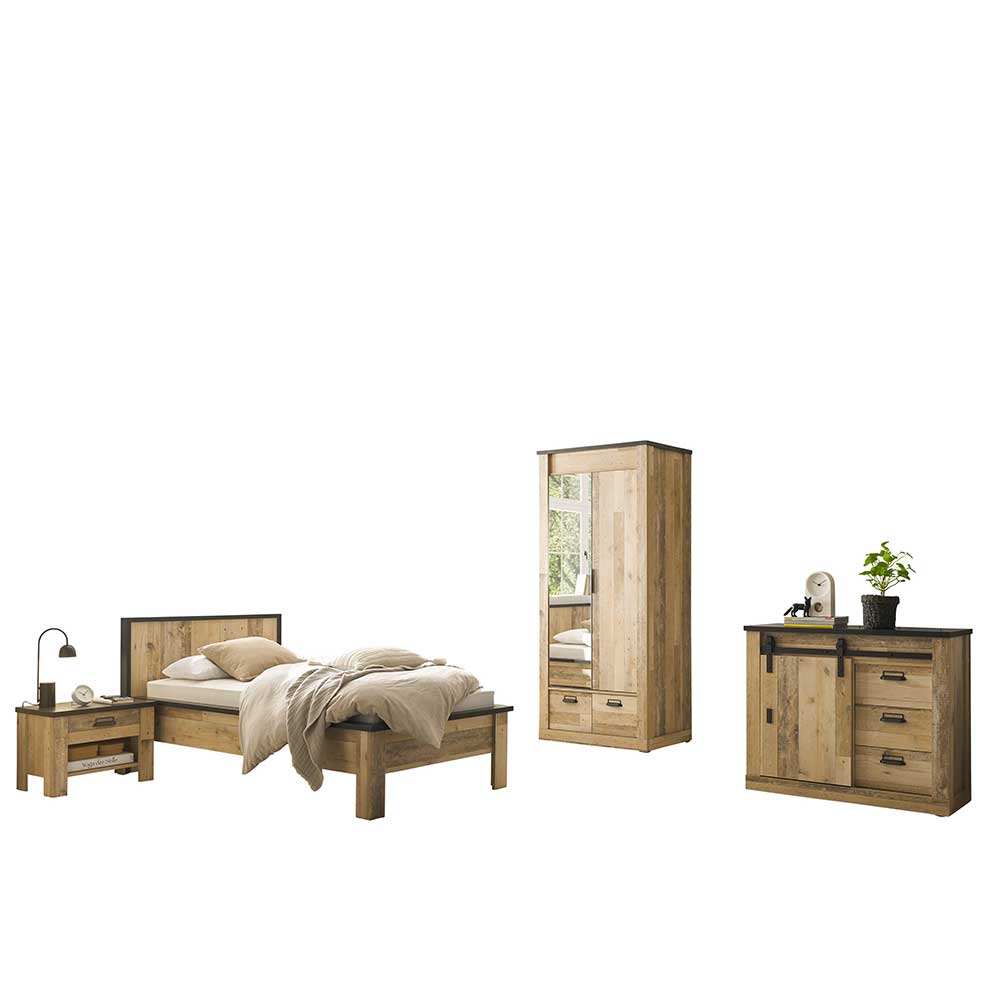 Komplett Schlafzimmer mit Einzelbett - Naiavio (vierteilig)