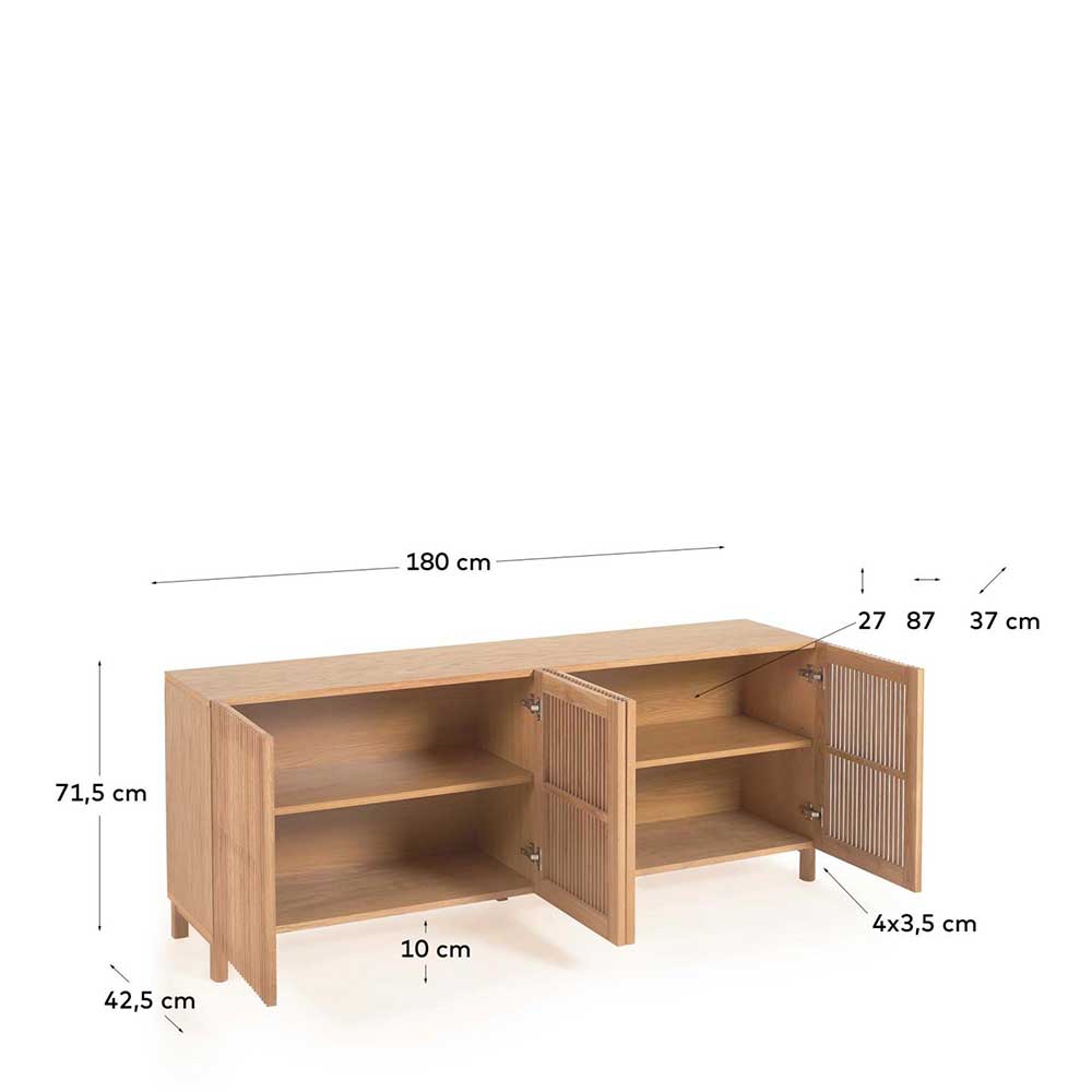 180x72x43 Sideboard mit vier Lamellen Türen - Azuro
