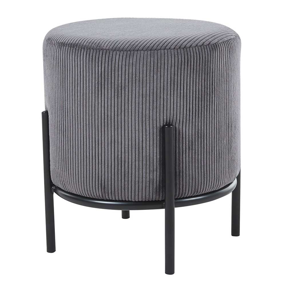 Polsterhocker in Grau Cord - Suruga