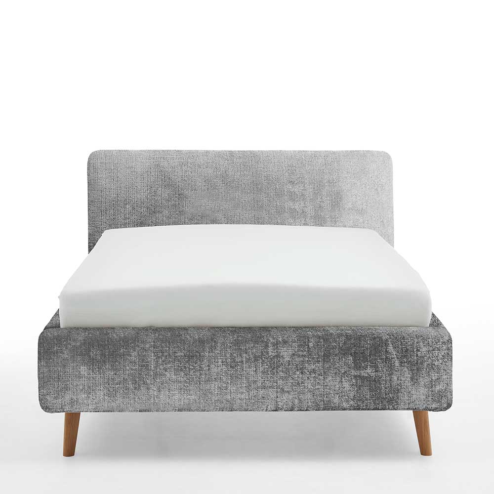 Stauraum Polsterbett aus Boucle in Grau - Tasso