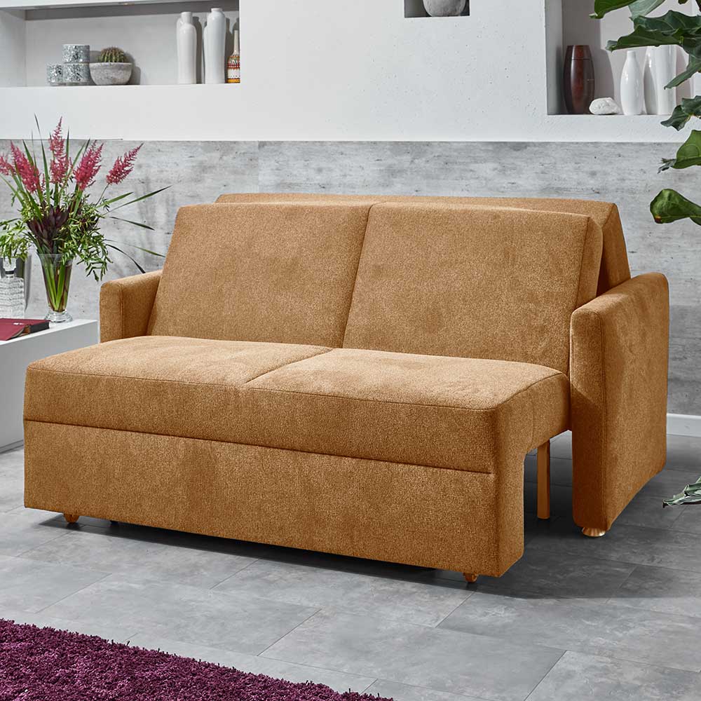 Hellbraune Schlafcouch hochwertig - Furciano