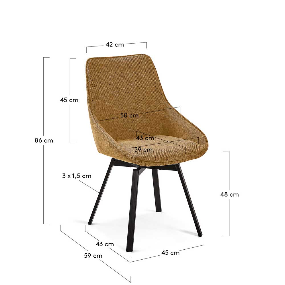 Retro Schalenstühle in Ocker - Seciona (2er Set)