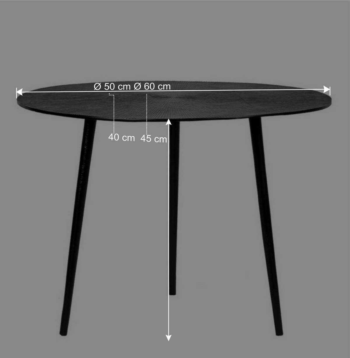 Runder Beistelltisch in Schwarz Antik Finish - Adne