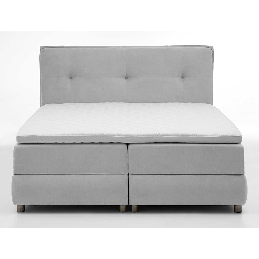 Hellgraues Boxspringbett mit Stauraum in 180x200 - Zita