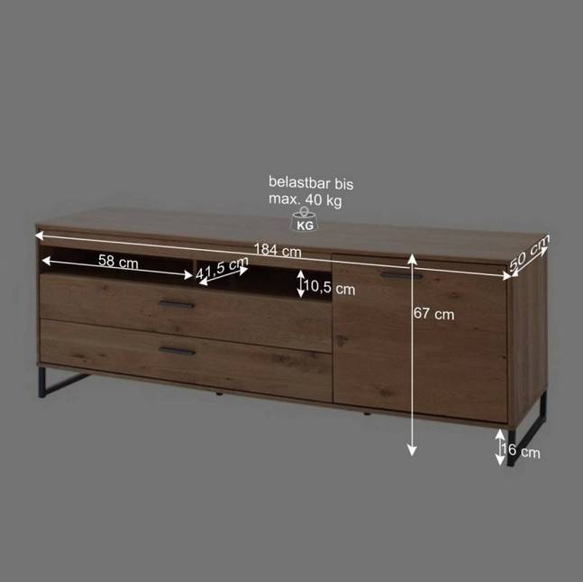 104x123x37 Design Highboard aus Holz & MDF - Assela