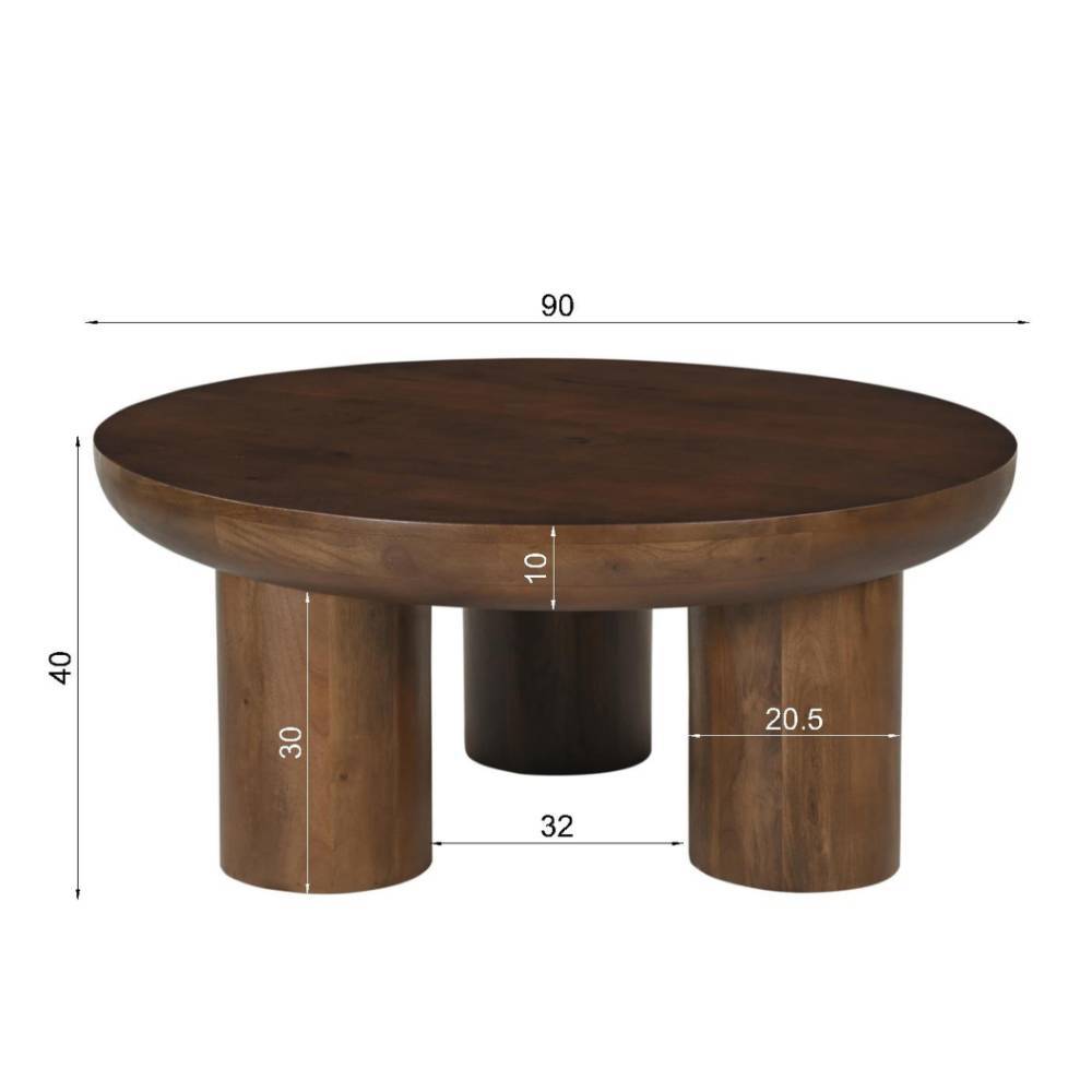 Dunkelbrauner Couchtisch aus Mangoholz - Tanky