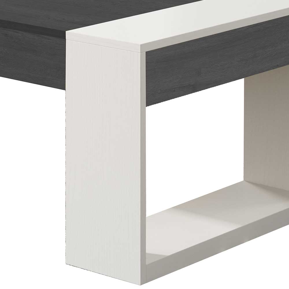 110x60 Designer Sofatisch in Weiß & Schwarzgrau - Iasella