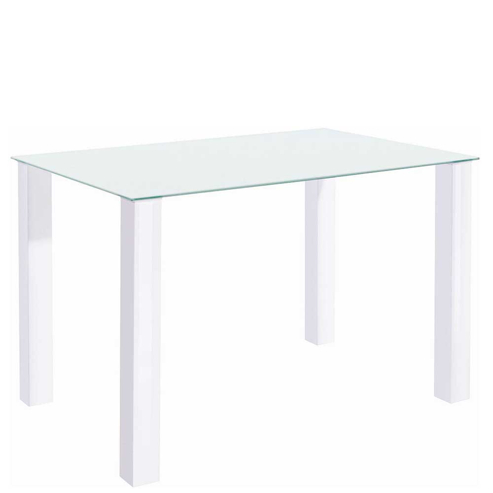 Weißer Hochglanz Tisch mit Glasplatte - Richard