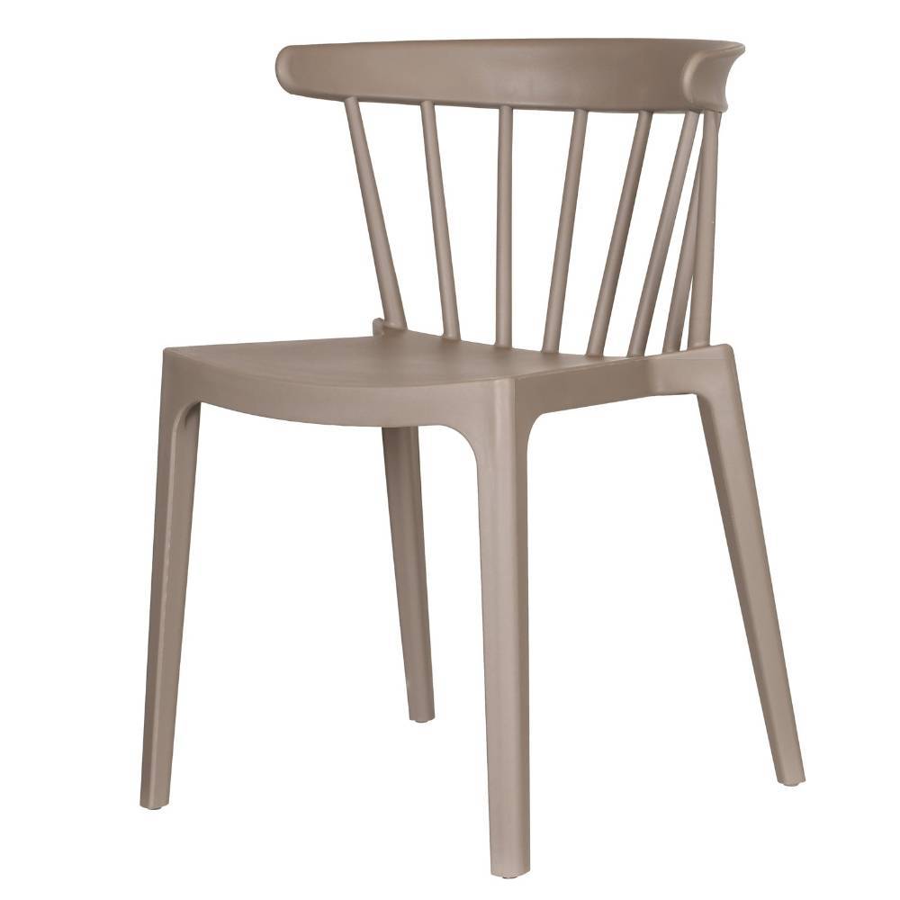 Pflegeleichter taupefarbener Outdoor-Stapelstuhl im 2er Set aus Kunststoff für den Balkon – Oney