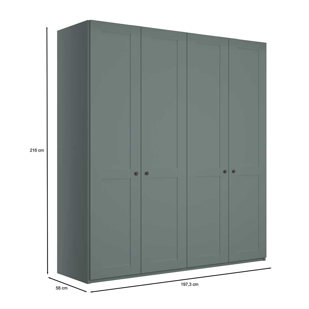 Kleiderschrank 4-türig in Graugrün - Rajavo