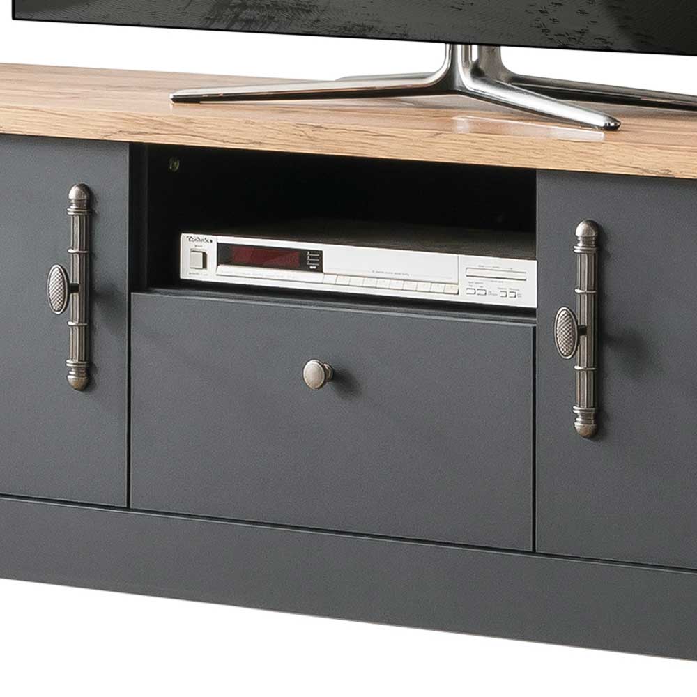 TV Anbauwand in Anthrazit & Wildeiche - Lionel (vierteilig)