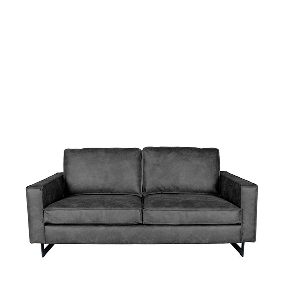 Dunkles Microfaser Sofa mit Bügelgestell - Luzillo
