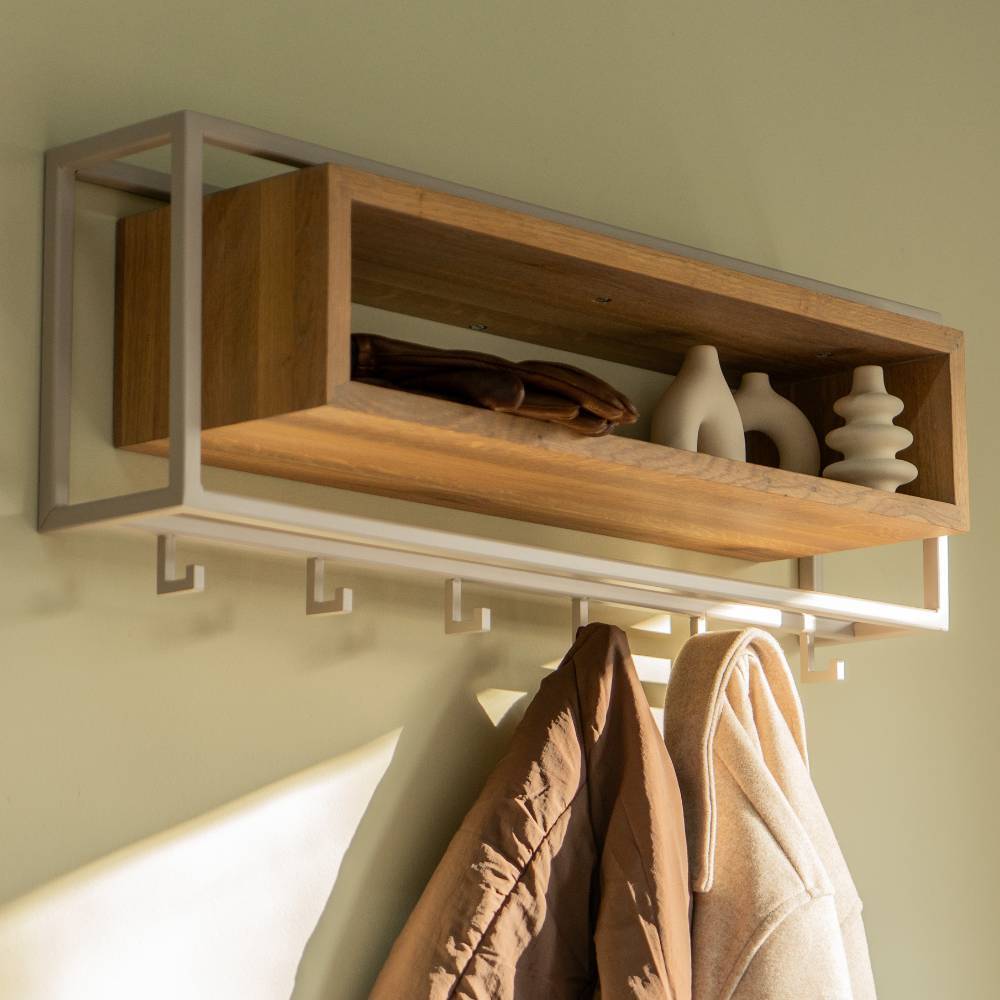 Materialmix Garderobe aus Stahl in Taupe - Philadela