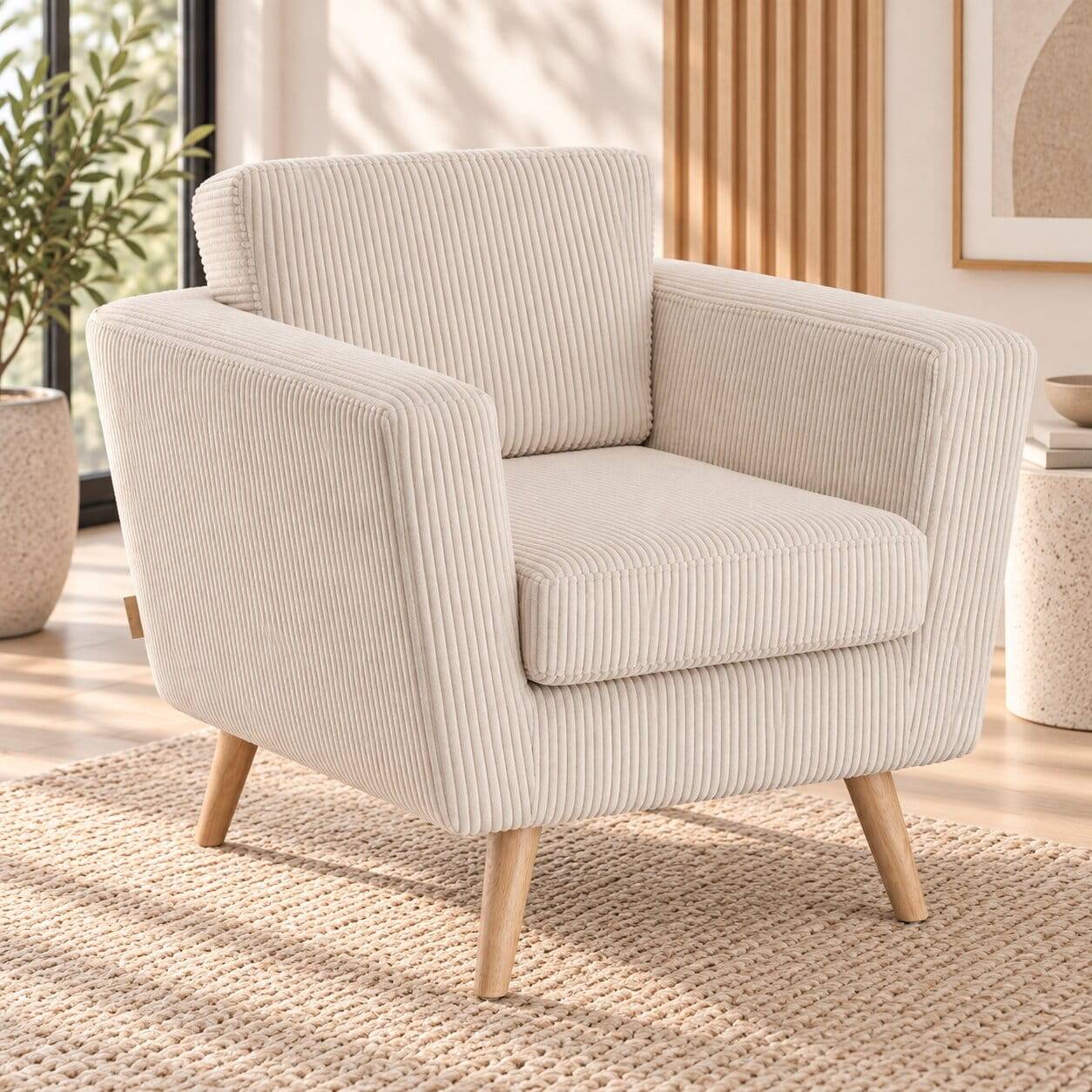 Scandi Design Lounge-Sessel in Hellgrau - Tokavia