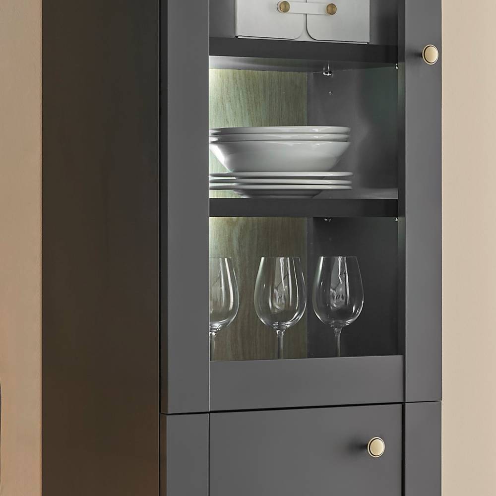 Modern Country Standvitrine in Mattschwarz - Lulumo