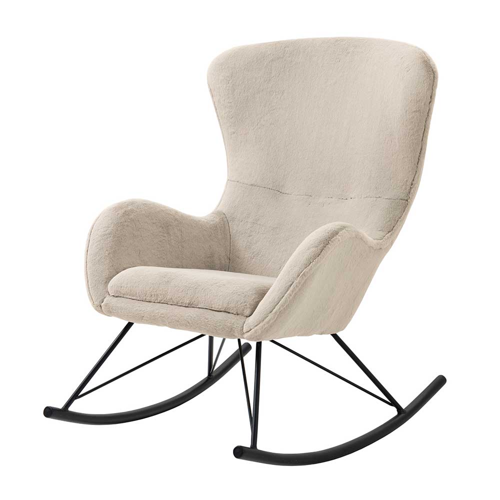 Schaukelsessel aus Webplüsch in Beige - Sharkas