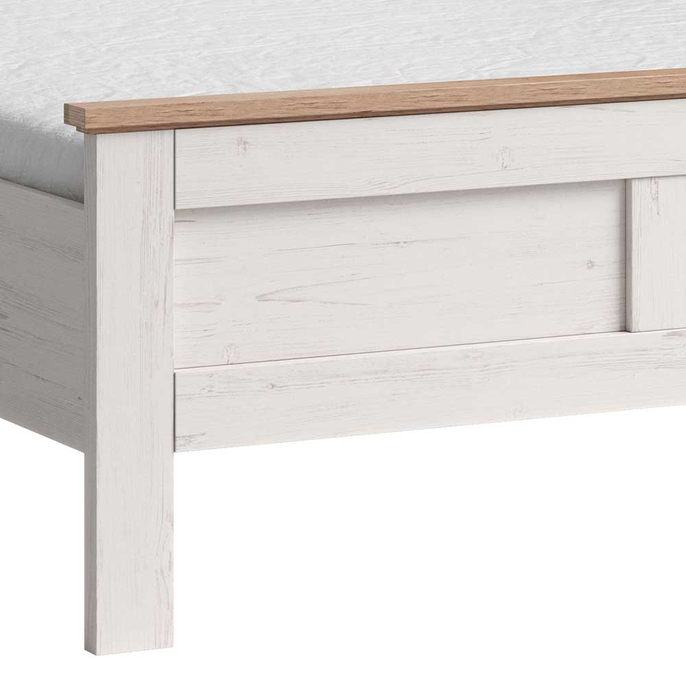 180x200 Landhausbett in Weiß & Eiche Dekor - Malvissa