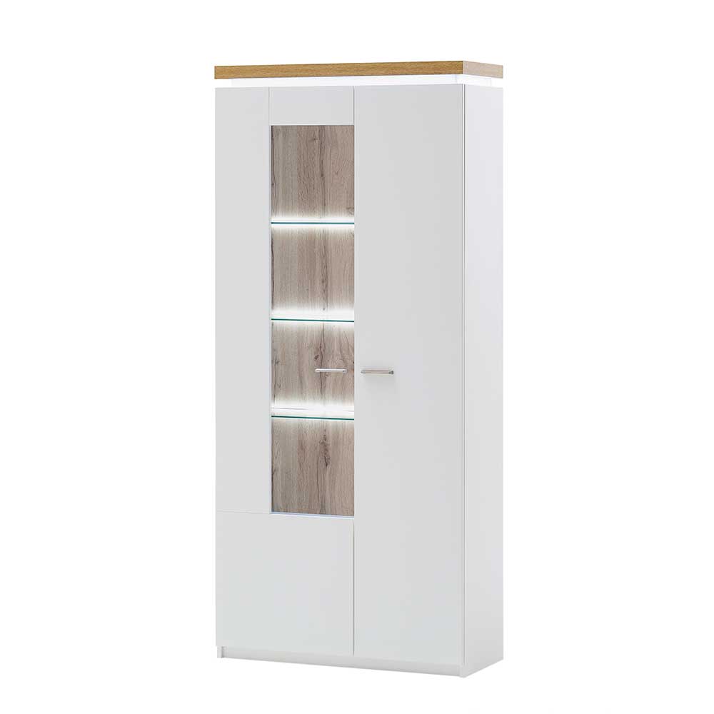 2-türiger Wohnzimmer Schrank mit Glaseinsatz & LED - Caldri