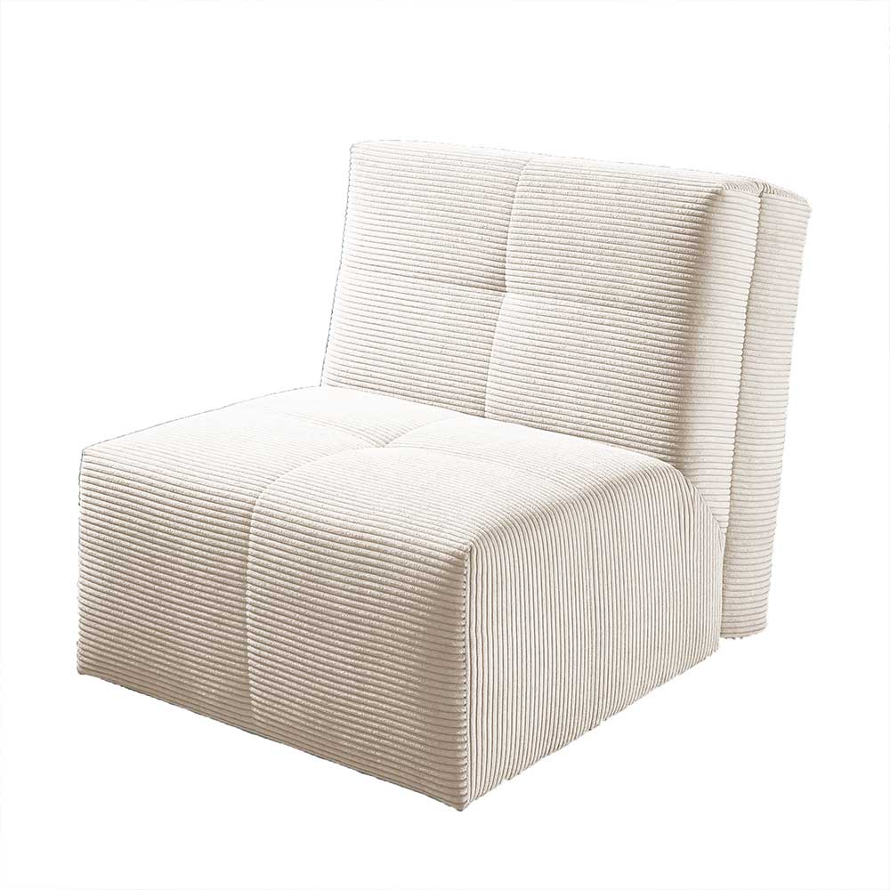 Klappsessel in Creme mit geripptem Cord-Bezug – Tudan