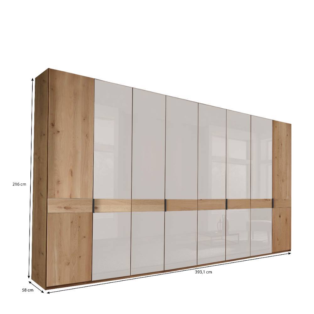 Geräumiger Schlafzimmerschrank mit acht Türen, Maße 216x393,1x58 cm – Crucav