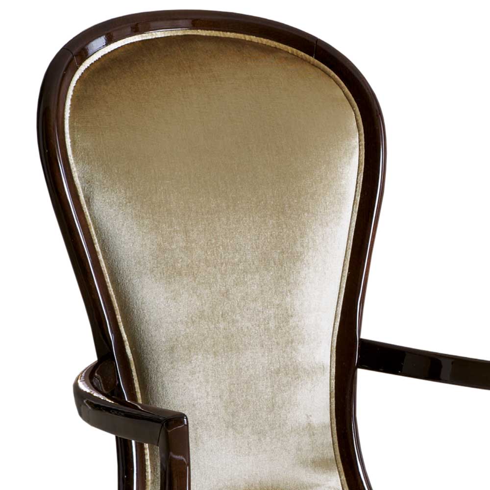 Edler Armlehnenstuhl in Beige Samt - Onias