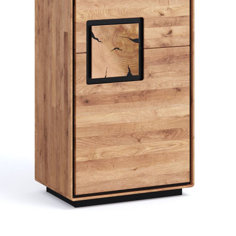 Wildeiche Vitrine in Natur mit Schwarz - Shipper