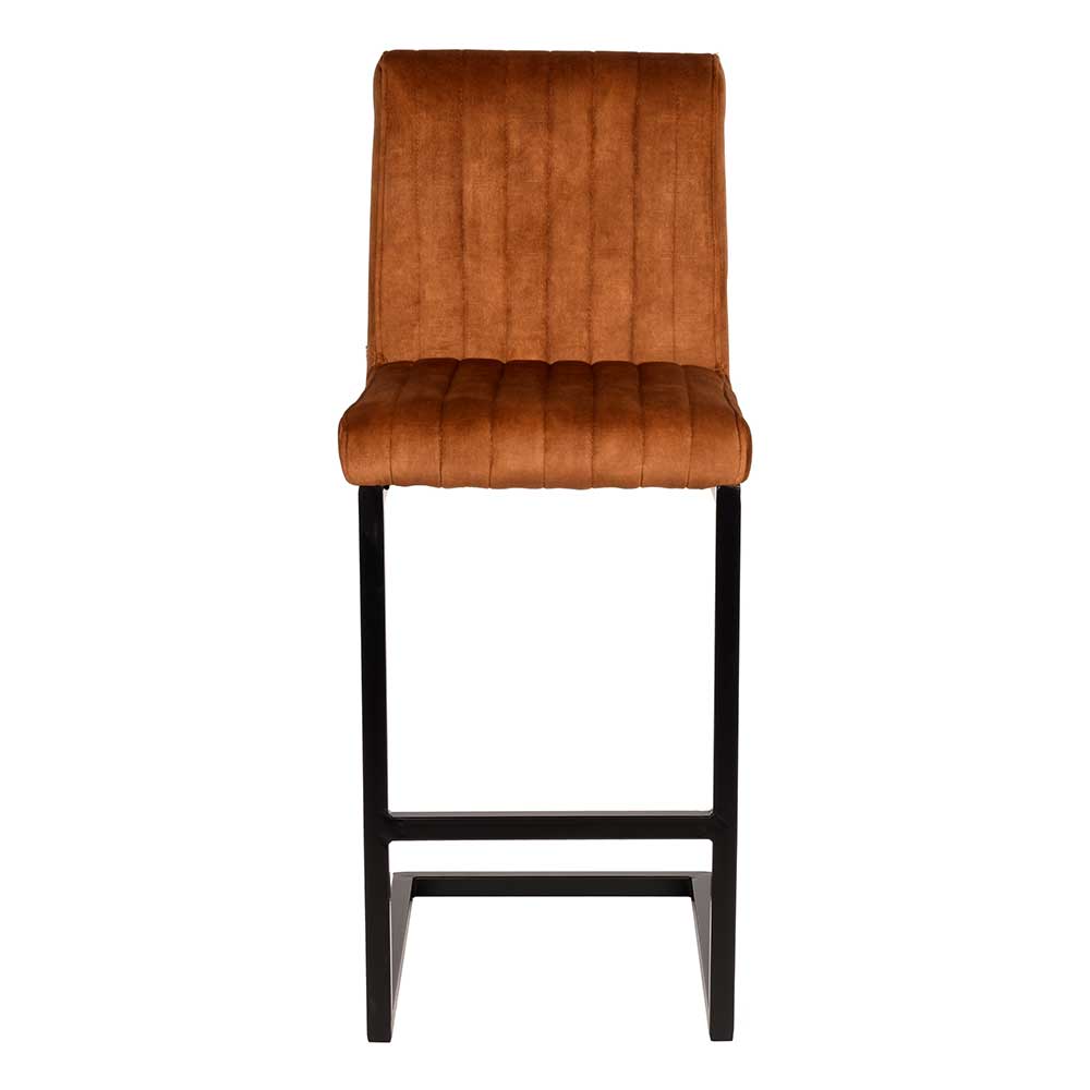 Moderner Barstuhl in Ocker Velours - Ciranzo (2er Set)