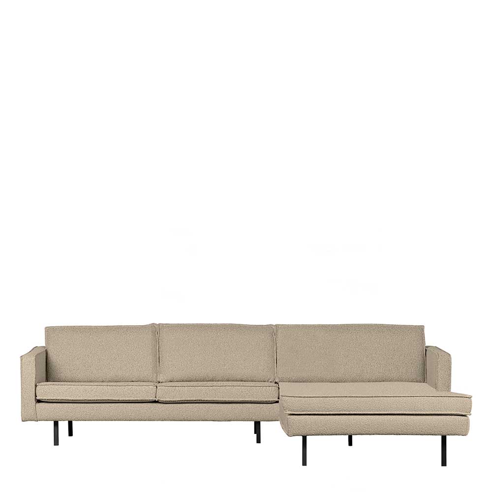 Eckcouch in L-Form aus Boucle in Beige - Glamoure
