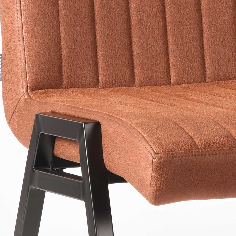 Essstuhl in Cognac Braun & Schwarz - Jefania (2er Set)