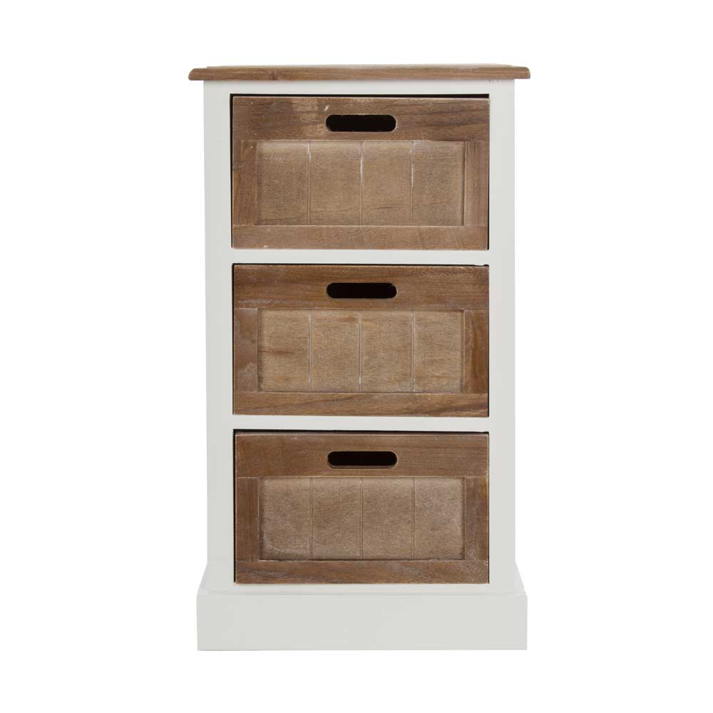 Shabby Nachtkommode Benet in Weiß Holz