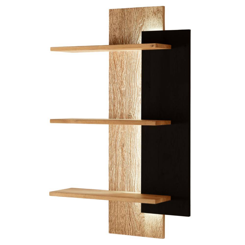 Design-Wandregal aus Wildeiche Massivholz - Ribadon