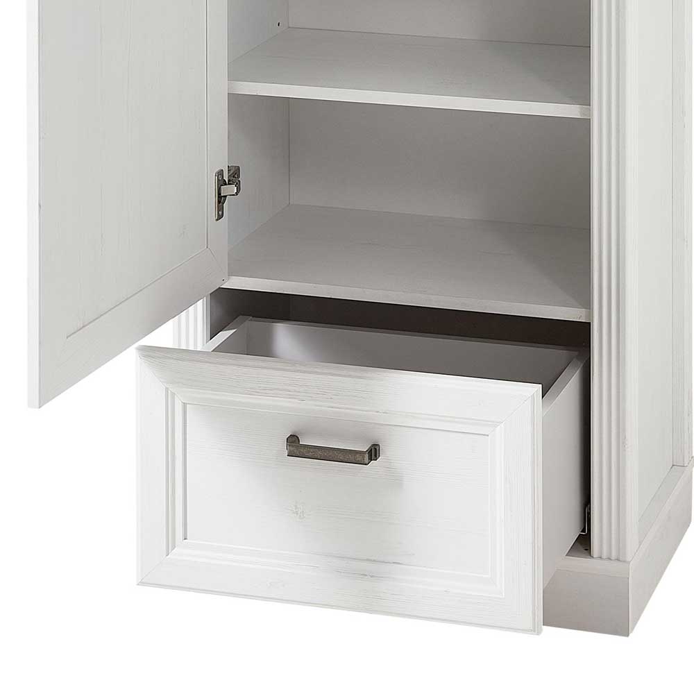 65x204x41 Landhaus Dielenschrank mit Spiegel - Nurelcas