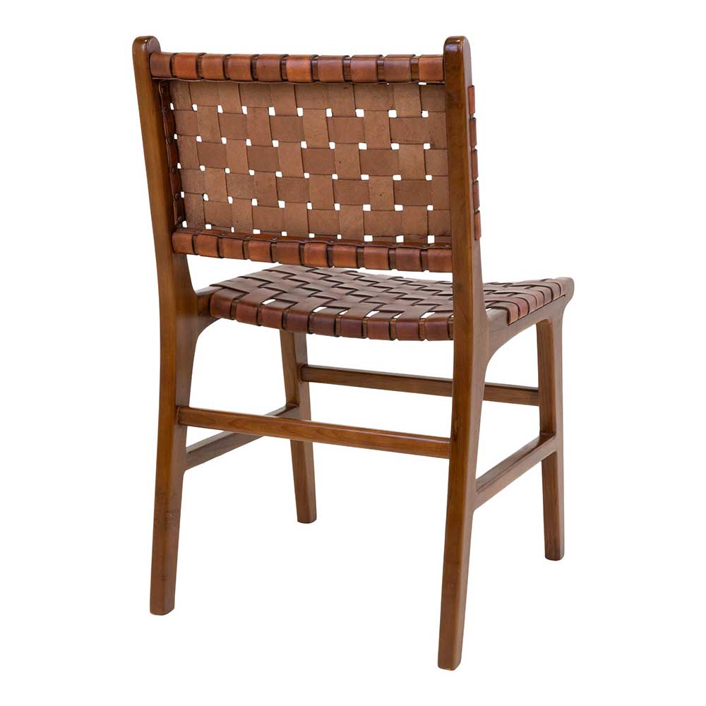 Designstühle aus braunem Leder Geflecht - Syolino (2er Set)