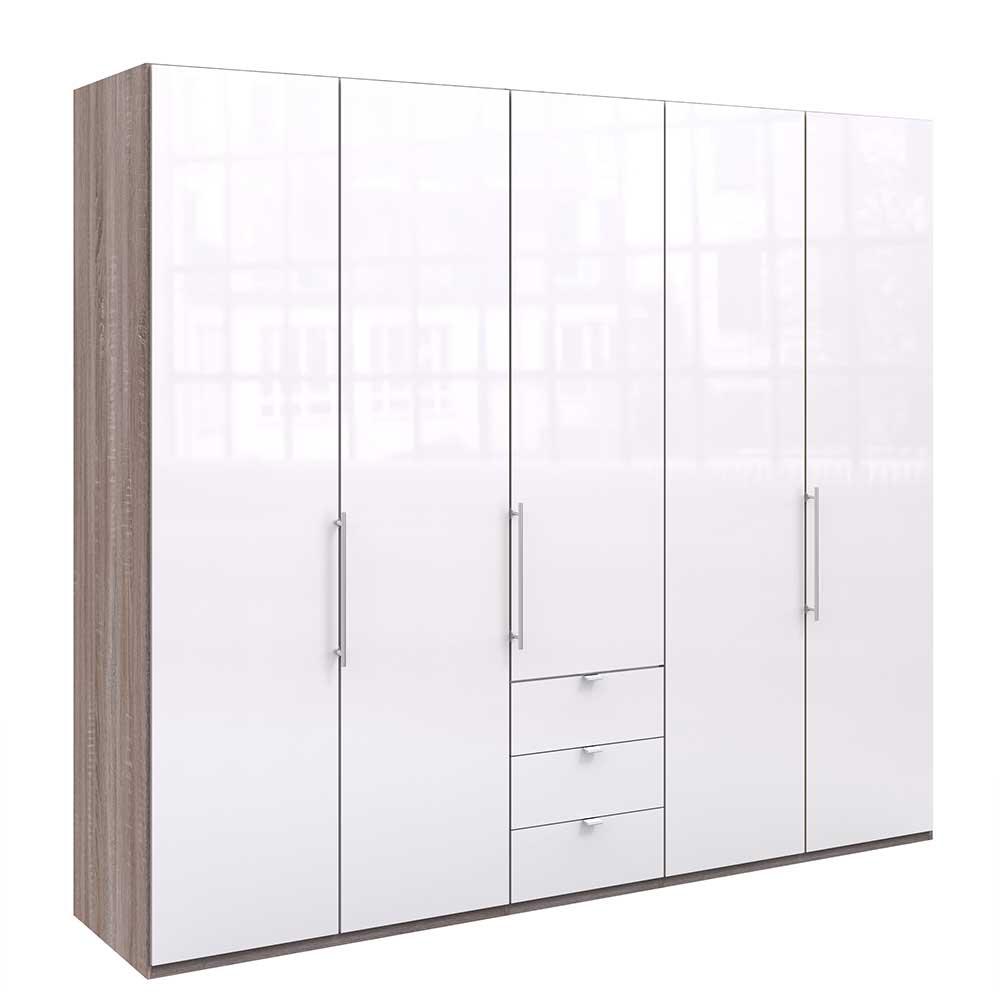 Breiter Kleiderschrank in Weiß Glas - Empresian