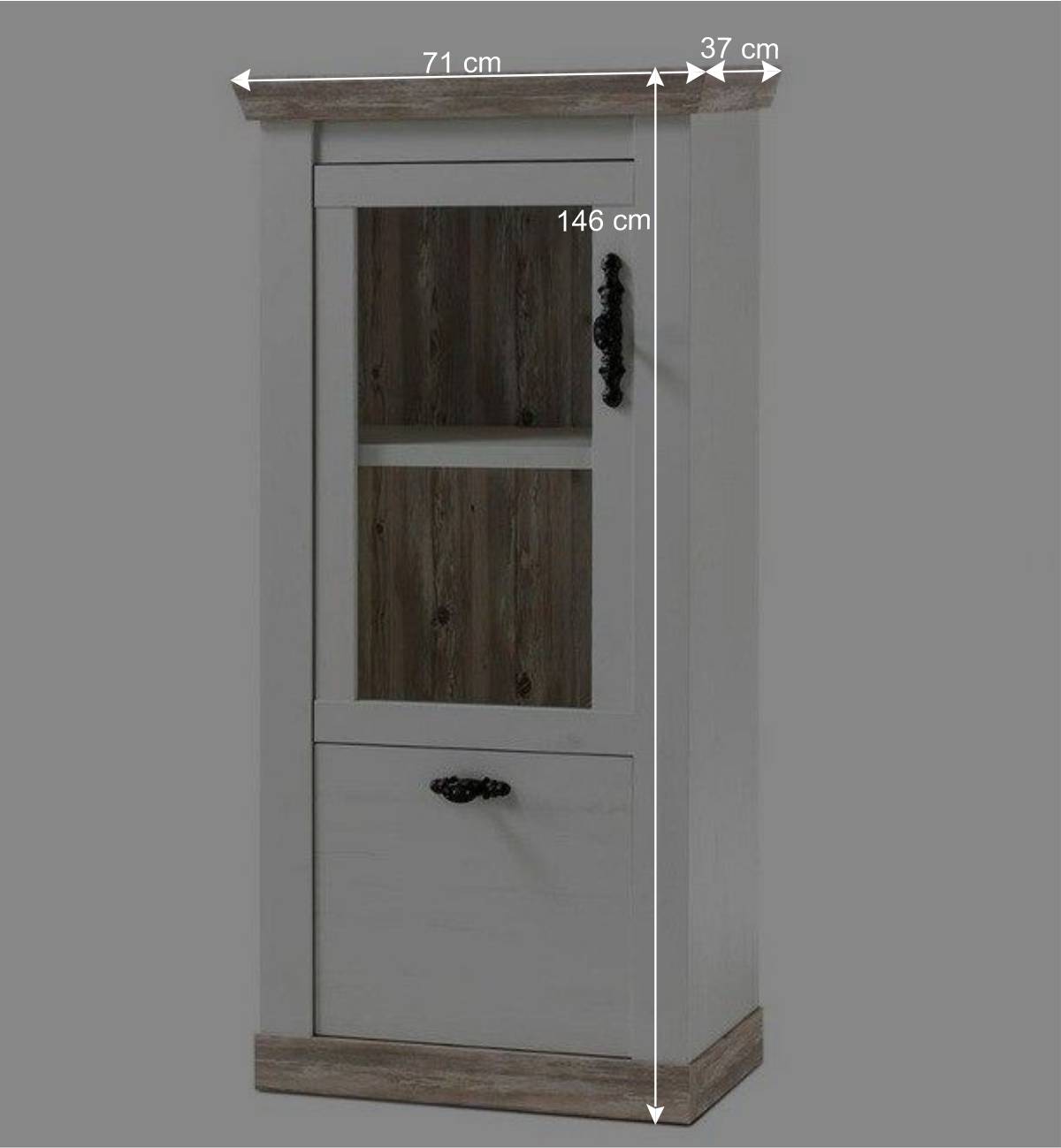 Vitrine im skandinavischen Stil Nedita in Weiß