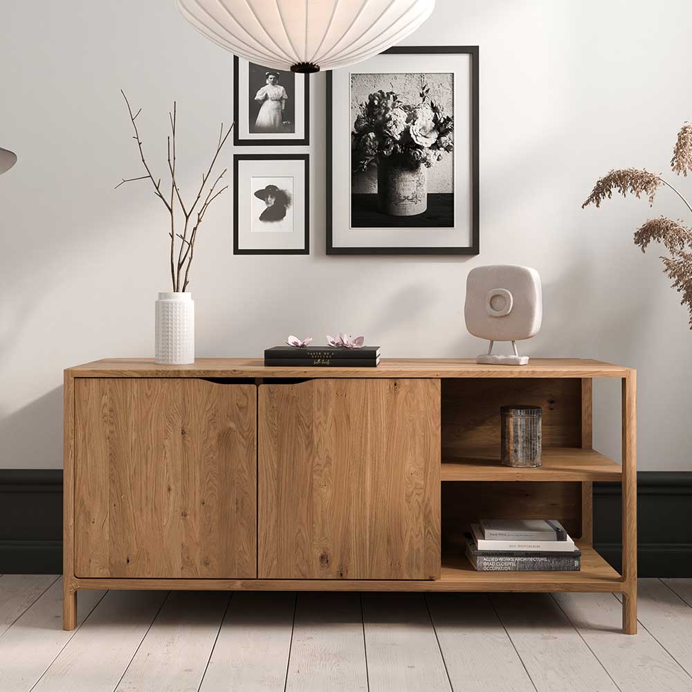 140 cm Kommode mit Türen und Fächern - Laida