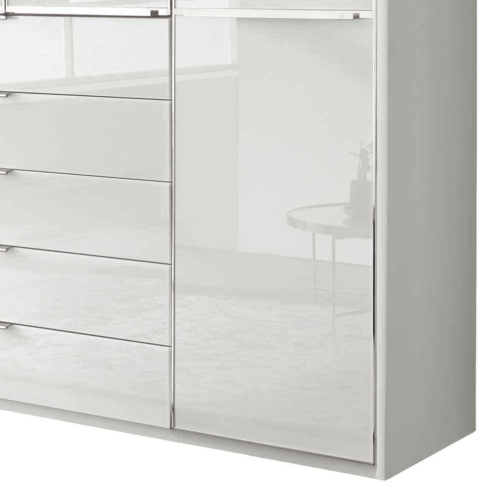 4-türiger Schlafzimmerschrank in Weiß Glasfront - Rocca