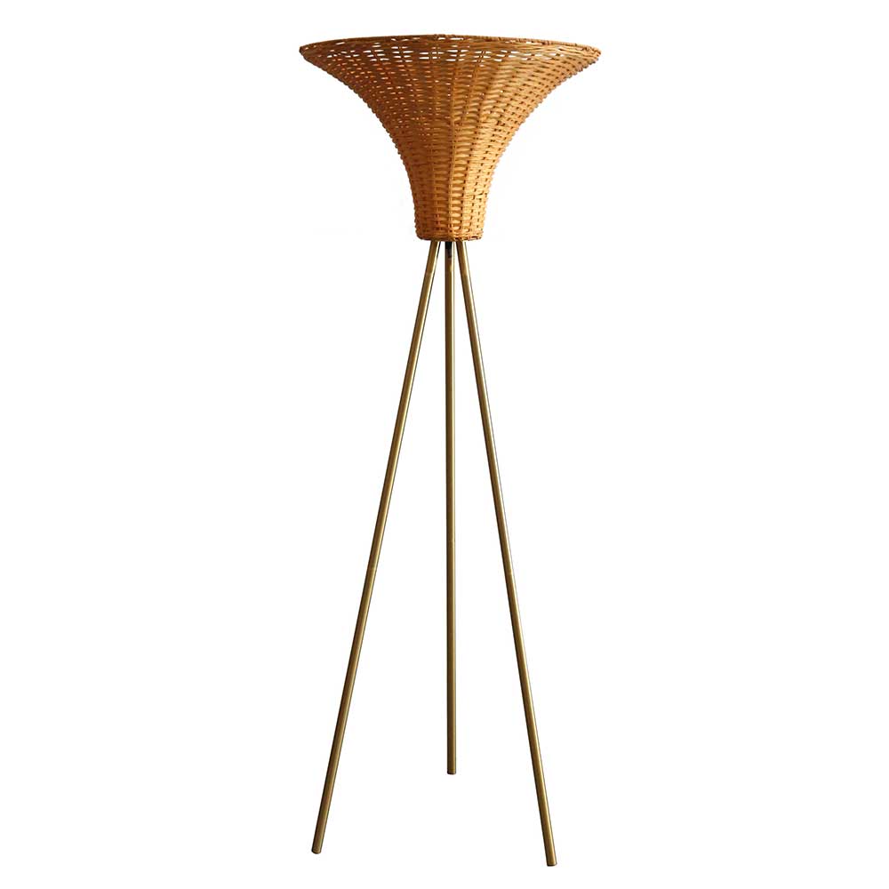Stehleuchte mit Geflechtschirm Rattan - Alexandre